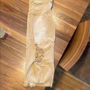 Lucky & Blessed Tan Distressed Boyfriend Jeans